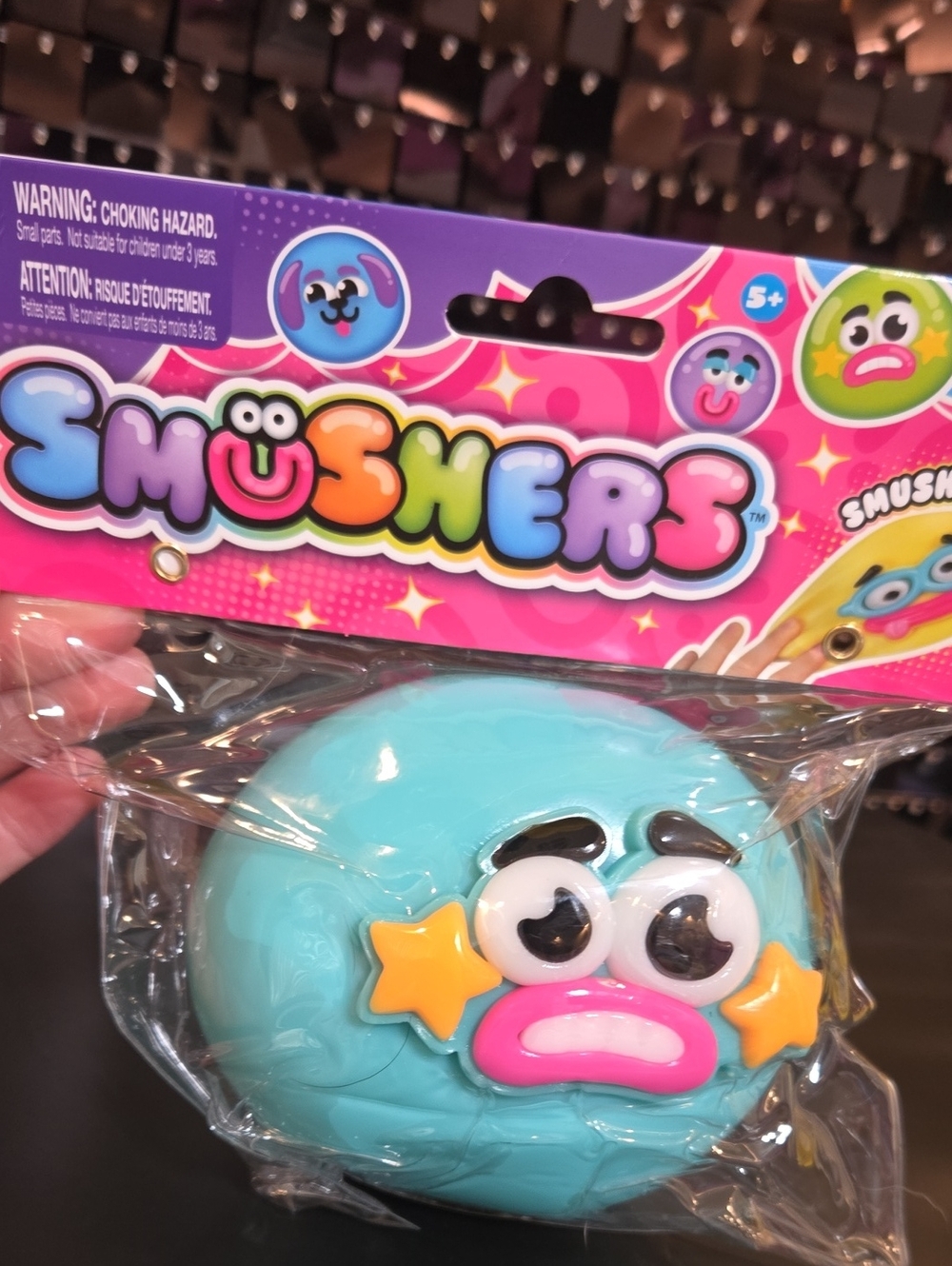 New Smushers Teal Squeeze Toy - Cute Face Stress Ball by Usher
